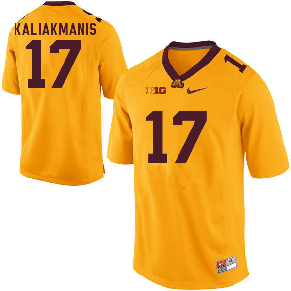 Men #17 Athan Kaliakmanis Minnesota Golden Gophers College Football Jerseys Sale-Gold - Click Image to Close
